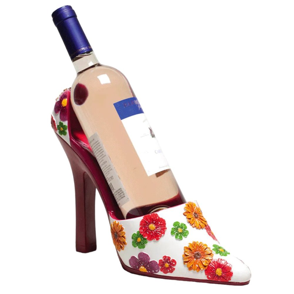 Floral Splash Resin High Heel Shoe Bottle Holder